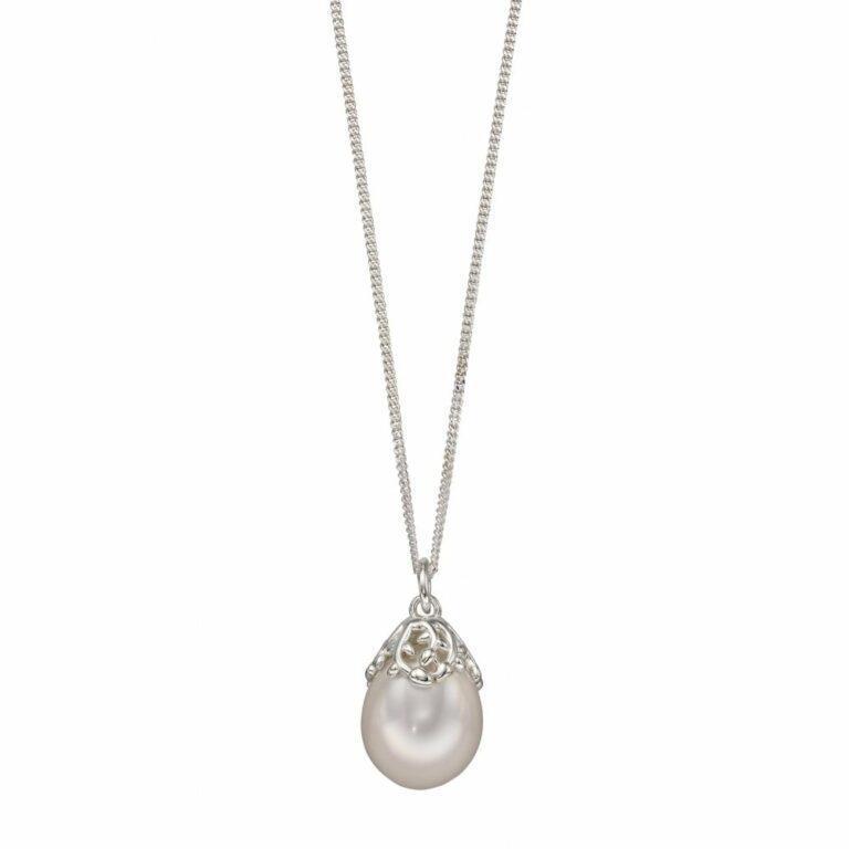 Lockdown Birthday Ideas. Allure Silver & Pearl Baroque Pendant