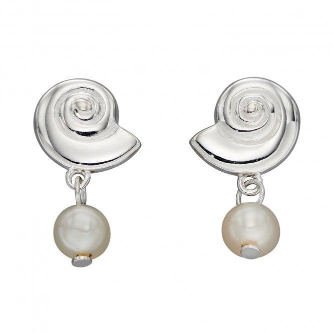 Boho jewellery Joshua James Silver Shell and Pearl earrings