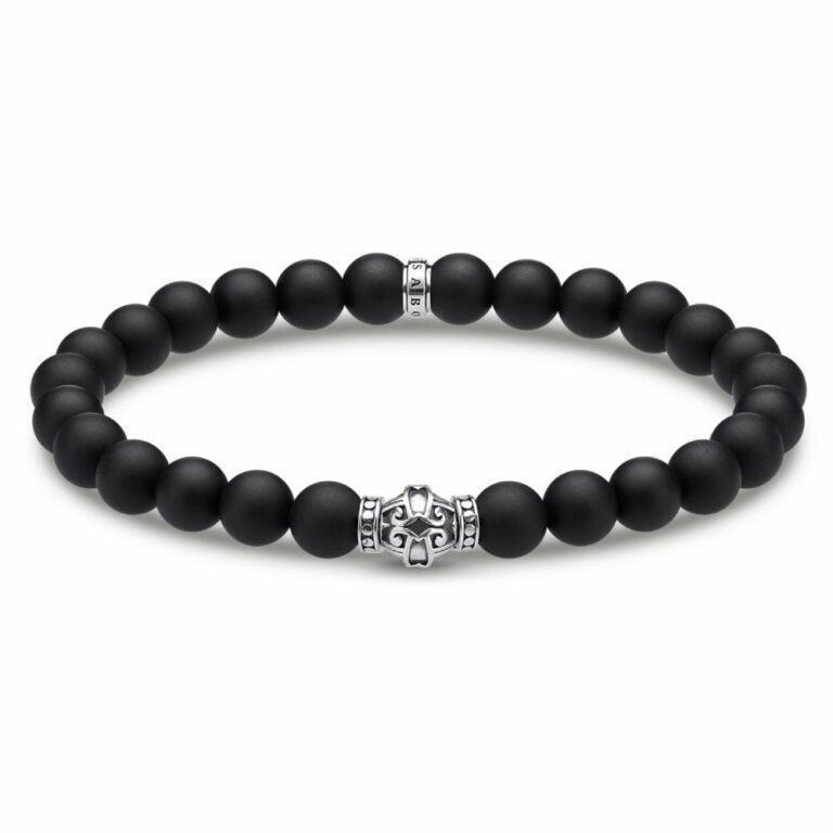 Slow Fashion Thomas Sabo Black Beaded Bracelet with Silver Ornament