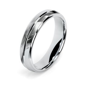 Wellesley 18ct White Gold 5mm Textured Court Wedding Ring