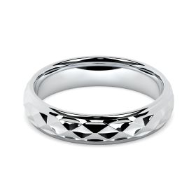 Macdonald 18ct White Gold 5mm Textured Court Wedding Ring