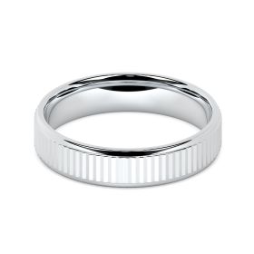 Augustus 18ct White Gold 5mm Textured Flat Court Wedding Ring