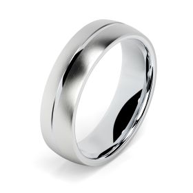 Jannah 18ct White Gold 6mm Textured Court Wedding Ring