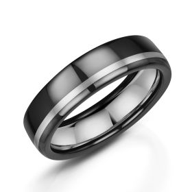 Men's Zirconium with Platinum Inlay 6mm Wedding Ring