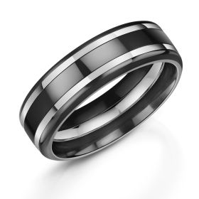 Men's Zirconium with Platinum Inlay 7mm Wedding Ring