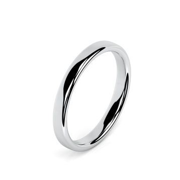 Side view of Platinum 2.5mm Rounded Flat Wedding Ring