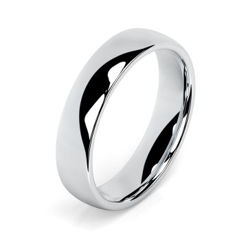 Side view of Men's Platinum 5mm Court Wedding Ring