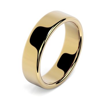 Side view of 18ct Yellow Gold 6mm Rounded Flat Wedding Ring