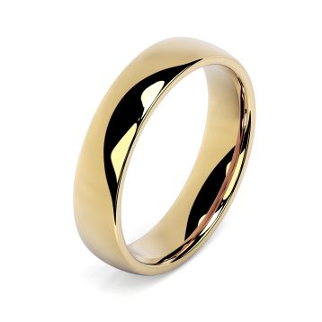 Side view of 18ct Yellow Gold 5mm Court Wedding Ring