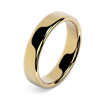 Side view of 18ct Yellow Gold 5mm Rounded Flat Wedding Ring