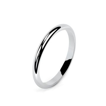 Side view of Platinum 2mm D-Shaped Wedding Ring