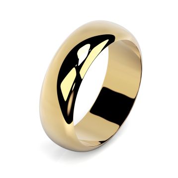 Side view of 18ct Yellow Gold 7mm D-Shaped Wedding Ring