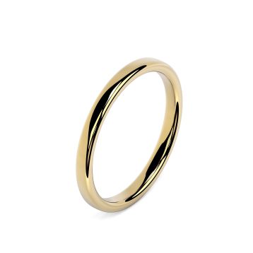 Side view of 18ct Yellow Gold 2mm Rounded Flat Wedding Ring