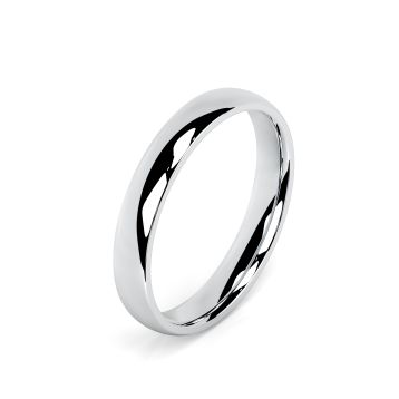 Side view of Platinum 3mm Cushion Wedding Ring