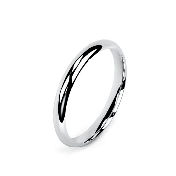 Side view of Platinum 2.5mm Paris Profile Wedding Ring