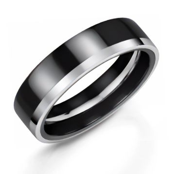 Men's Zirconium with Platinum Inlay 6mm Wedding Ring