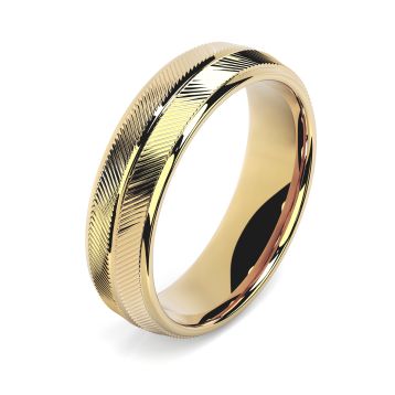 Side view of Wellesley 18ct Yellow Gold 6mm Textured Court Wedding Ring