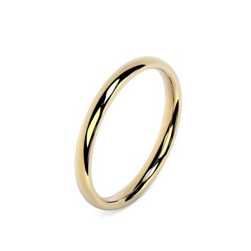 Side view of 18ct Yellow Gold 2mm Cushion Wedding Ring