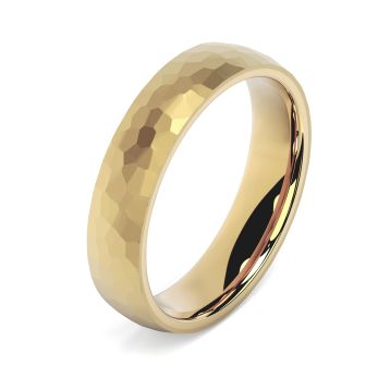 Side view of Heath 18ct Yellow Gold 5mm Textured Court Wedding Ring