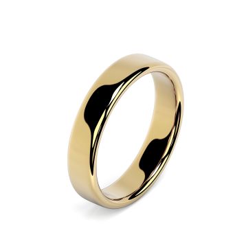 Side view of 18ct Yellow Gold 4mm Rounded Flat Wedding Ring