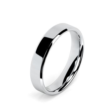 Side view of Platinum 4mm Bevelled Edge Wedding Ring