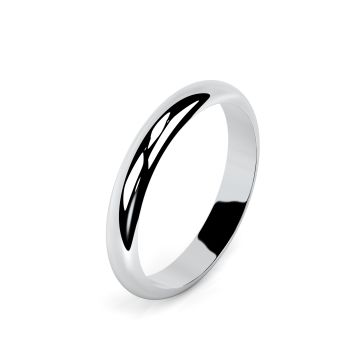 Side view of Platinum 3mm D-Shaped Wedding Ring