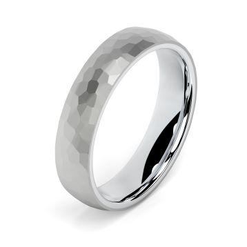 Side view of Heath Platinum 5mm Textured Court Wedding Ring