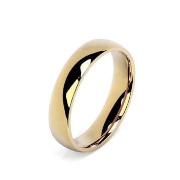 Side view of 18ct Yellow Gold 4mm Cushion Wedding Ring