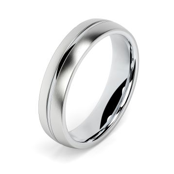 Side view of Jannah Platinum 5mm Textured Court Wedding Ring