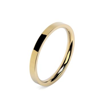 Side view of 18ct Yellow Gold 2mm Flat Court Wedding Ring