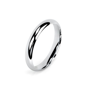 Side view of 18ct White Gold 3mm Paris Profile Wedding Ring