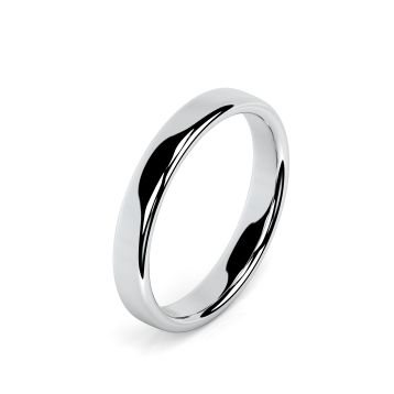 Side view of Platinum 3mm Rounded Flat Wedding Ring