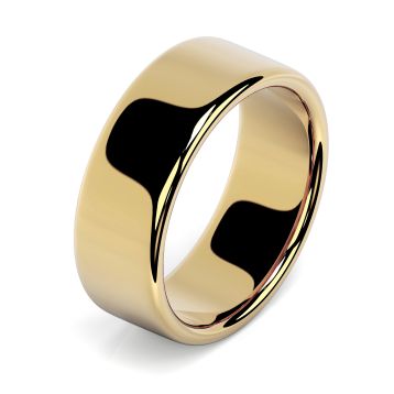 Side view of 18ct Yellow Gold 8mm Rounded Flat Wedding Ring