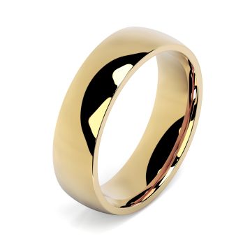 Side view of 18ct Yellow Gold 6mm Cushion Wedding Ring