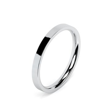 Side view of Platinum 2mm Flat Court Wedding Ring