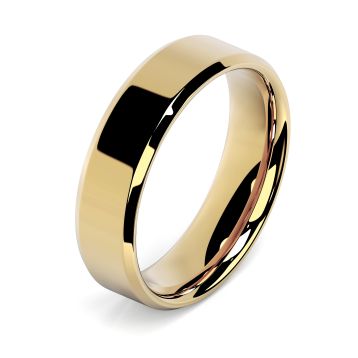 Side view of 18ct Yellow Gold 6mm Bevelled Edge Wedding Ring