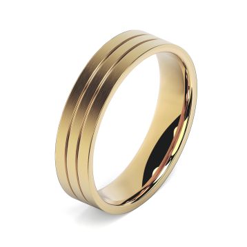 Side view of Hamilton 18ct Yellow Gold 5mm Textured Flat Court Wedding Ring