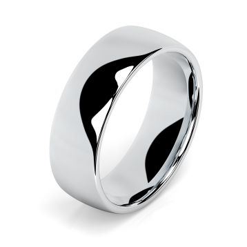 Side view of Men's Platinum 7mm Court Wedding Ring