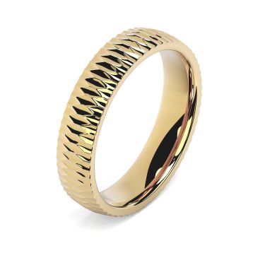 Side view of Winston 18ct Yellow Gold 5mm Textured Court Wedding Ringing Ring