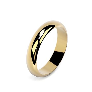 Side view of 18ct Yellow Gold 4mm D-Shaped Wedding Ring