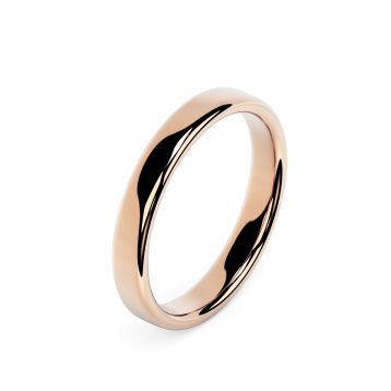 Side view of 18ct Rose Gold 3mm Rounded Flat Wedding Ring