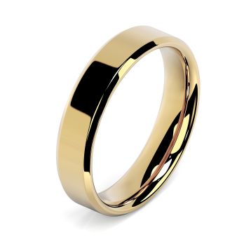 Side view of 18ct Yellow Gold 5mm Bevelled Edge Wedding Ring