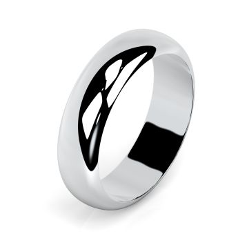 Side view of Platinum 6mm D-Shaped Wedding Ring