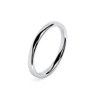 Side view of Platinum 2mm Rounded Flat Wedding Ring