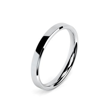 Side view of 18ct White Gold 2.5mm Bevelled Edge Wedding Ring