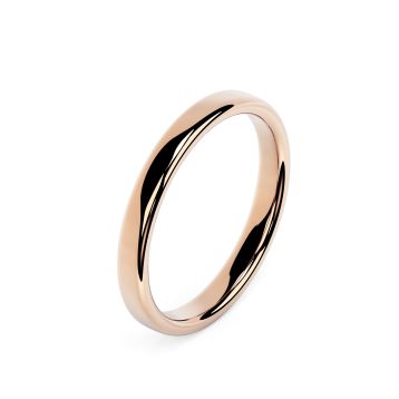 Side view of 18ct Rose Gold 2.5mm Rounded Flat Wedding Ring