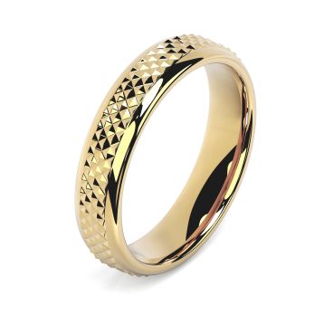 Side view of Cavendish 18ct Yellow Gold 5mm Textured Court Wedding Ring