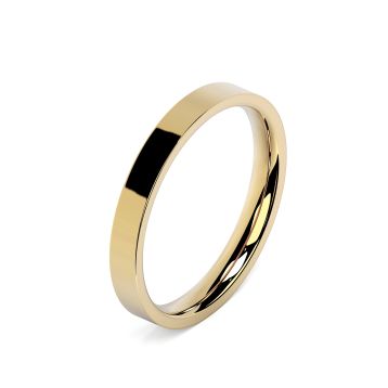 Side view of 18ct Yellow Gold 2.5mm Flat Court Wedding Ring