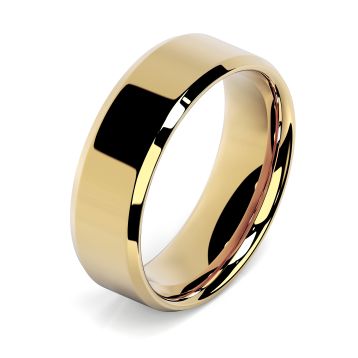 Side view of 18ct Yellow Gold 7mm Bevelled Edge Wedding Ring