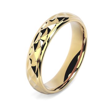 Side view of Macdonald 18ct Yellow Gold 5mm Textured Court Wedding Ring